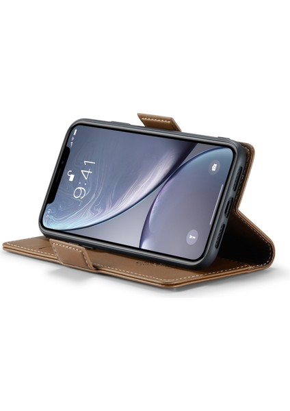 Xstepcase Apple iPhone Xr 6.1 Litchi Doku Deri Deri Cüzdan Flip Stand Kılıf Rfıd Engelleme Telefon Kapağı (Yurt Dışından)