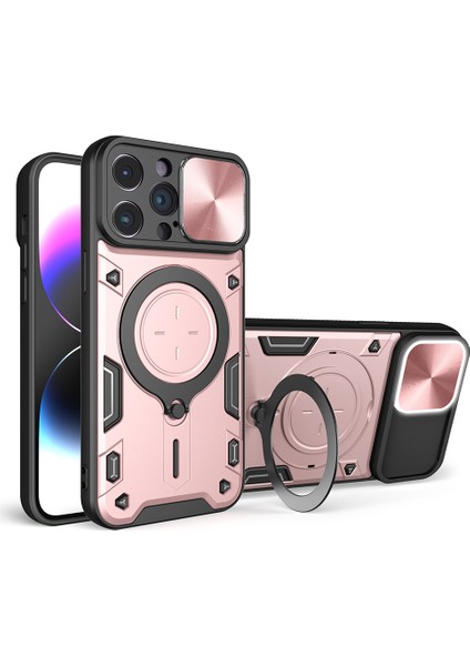Xstepcase Apple iPhone 14 Pro Maks Slide Kamera Kapağı Telefon Kılıfı Ücretsiz Dönen Kickstand Pc + Tpu Arka Kapak (Yurt Dışından)