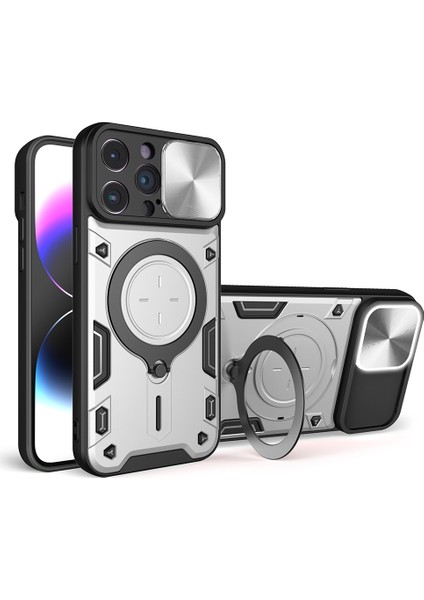 Xstepcase Apple iPhone 14 Pro Maks Slide Kamera Kapağı Telefon Kılıfı Ücretsiz Dönen Kickstand Pc + Tpu Arka Kapak (Yurt Dışından)