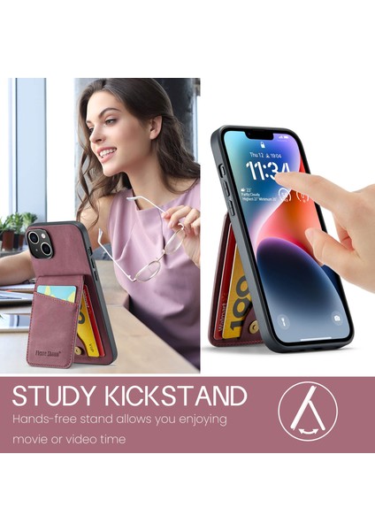 Xstepcase Apple iPhone 13 Rfıd Engelleme Pu Deri+Tpu Kickstand Cover Için Kart Tutucu Telefon Kılıfı (Yurt Dışından)