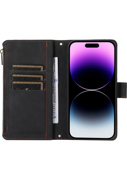 Xstepcase Apple iPhone 14 Pro Maks Pu Deri 9 Kart Yuvaları Telefon Kılıfı Baskılı Fermuar Cep Cüzdan Kapağı Stand (Yurt Dışından) fiyatları