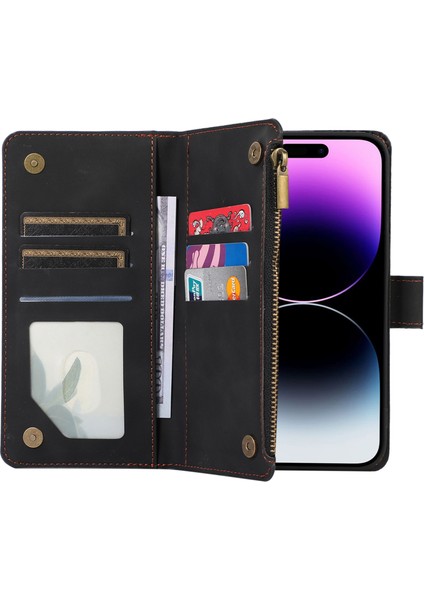 Xstepcase Apple iPhone 14 Pro Maks Pu Deri 9 Kart Yuvaları Telefon Kılıfı Baskılı Fermuar Cep Cüzdan Kapağı Stand (Yurt Dışından) indirimleri
