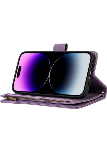 Xstepcase Apple iPhone 14 Pro Maks Pu Deri 9 Kart Yuvaları Telefon Kılıfı Baskılı Fermuar Cep Cüzdan Kapağı Stand (Yurt Dışından) modelleri