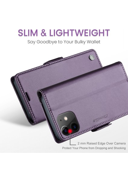 Xstepcase Apple iPhone 12 Mini, Rfıd Engelleme Litchi Doku Deri Telefon Kapağı Için Stand Cüzdan Kılıfı (Yurt Dışından)