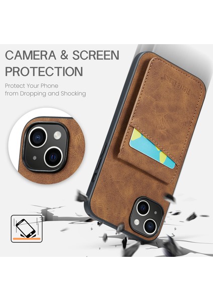 Xstepcase Apple iPhone 13 Rfıd Engelleme Pu Deri+Tpu Kickstand Cover Için Kart Tutucu Telefon Kılıfı (Yurt Dışından)