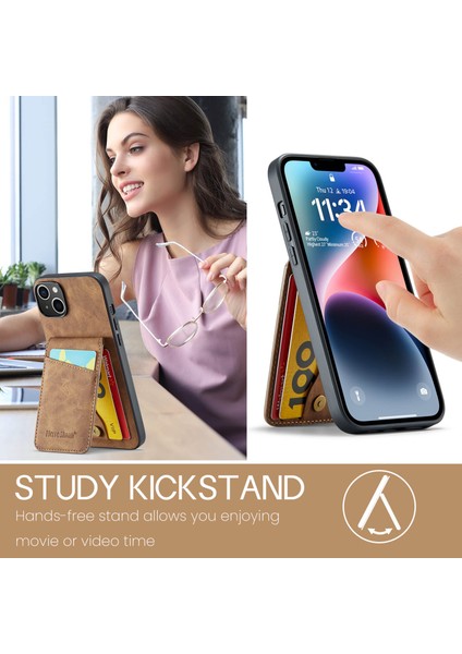Xstepcase Apple iPhone 13 Rfıd Engelleme Pu Deri+Tpu Kickstand Cover Için Kart Tutucu Telefon Kılıfı (Yurt Dışından)