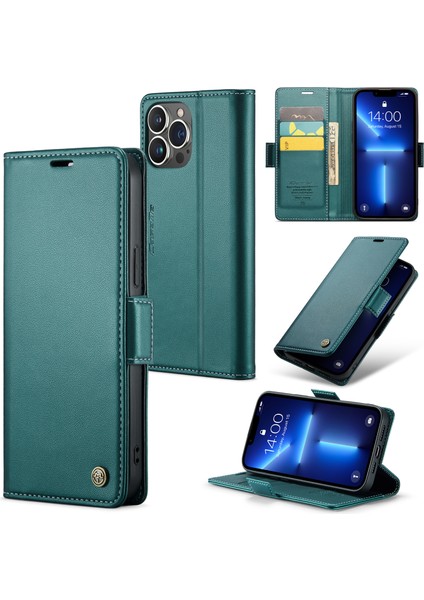 Xstepcase Apple iPhone 13 Pro Max 6.7 Rfıd Engelleme Cüzdan Kılıfı Litchi Doku Deri Stand Telefon Kapağı (Yurt Dışından)