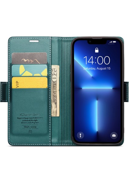 Xstepcase Apple iPhone 13 Pro Max 6.7 Rfıd Engelleme Cüzdan Kılıfı Litchi Doku Deri Stand Telefon Kapağı (Yurt Dışından) modelleri