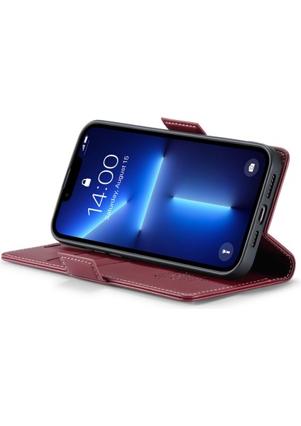 Xstepcase Apple iPhone 13 Pro Max 6.7 Rfıd Engelleme Cüzdan Kılıfı Litchi Doku Deri Stand Telefon Kapağı (Yurt Dışından)