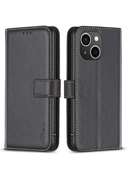 Xstepcase Apple iPhone 13/14 Çizgi Anti-Cratch Cüzdan Deri Telefon Kapağı Standı Manyetik Kapanış Telefon Kılıfı (Yurt Dışından)