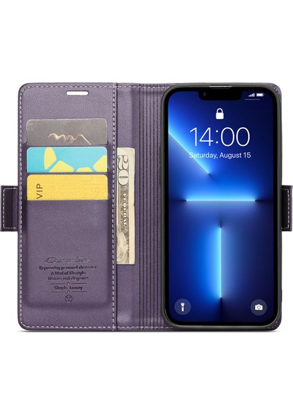 Xstepcase Apple iPhone 13 Pro Max 6.7 Rfıd Engelleme Cüzdan Kılıfı Litchi Doku Deri Stand Telefon Kapağı (Yurt Dışından) modelleri