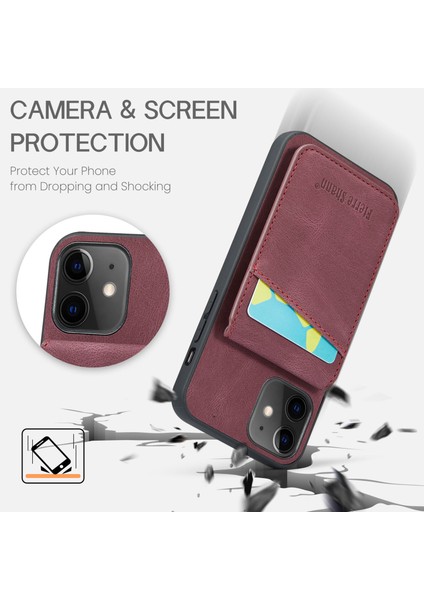 Xstepcase Apple iPhone 12/12 Pro 6.1 Kart Yuvaları Kickstand Pu Deri+Tpu Kılıfı (Yurt Dışından)