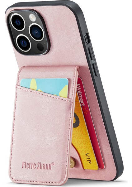Xstepcase Apple iPhone 13 Pro Maks Kart Tutucu Için Telefon Kickstand Case Rfıd Blowantock Pu Deri+Tpu Kapak (Yurt Dışından)