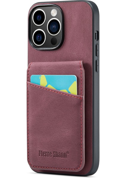 Xstepcase Apple iPhone 14 Pro Max Kickstand Telefon Kasa Kartı Tutucu Pu Deri + Tpu Kapağı (Yurt Dışından)