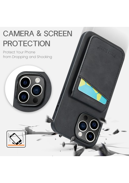 Xstepcase Apple iPhone 14 Pro Max Kickstand Telefon Kasa Kartı Tutucu Pu Deri + Tpu Kapağı (Yurt Dışından)