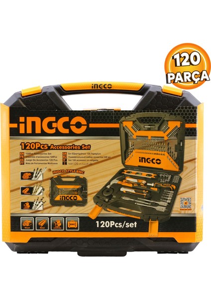 Ingco Matkap Uç Ucu Tornavida Tornavidalı Lokma Set Seti 120'li HKTAC011201