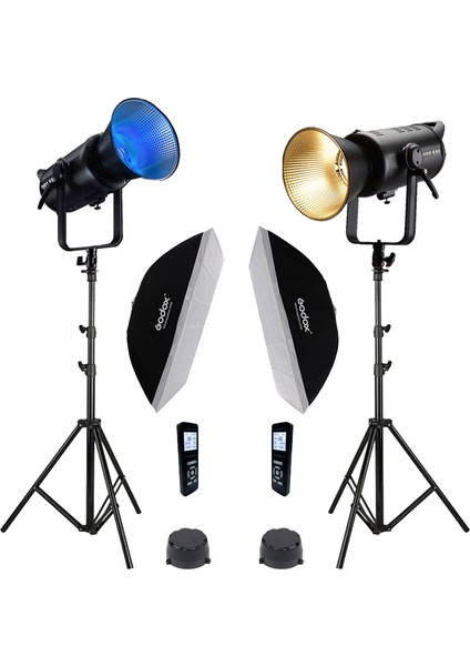EXC-180RGB-II Rgb LED Video Işığı 2'li Full Set (60X90 Softbox + 260 cm Kalın Işık Ayağı)