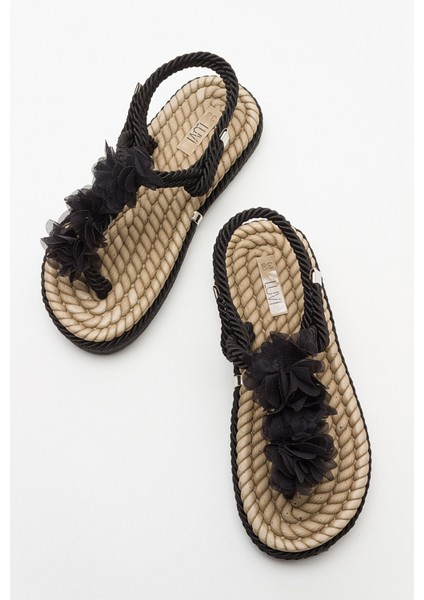 Santra Siyah Parmak Arası Kadın Sandalet modelleri