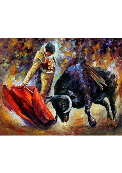 Movas Sanat Matador ve Güçlü Boğa | Elmas Mozaik Tablo | Mozaik Puzzle  | 50x40 | E20203696