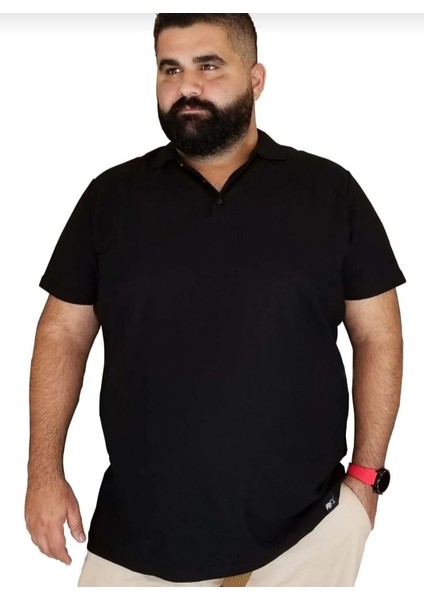 Erkek Büyük Beden Polo Yaka Cepsiz Spor Tişört