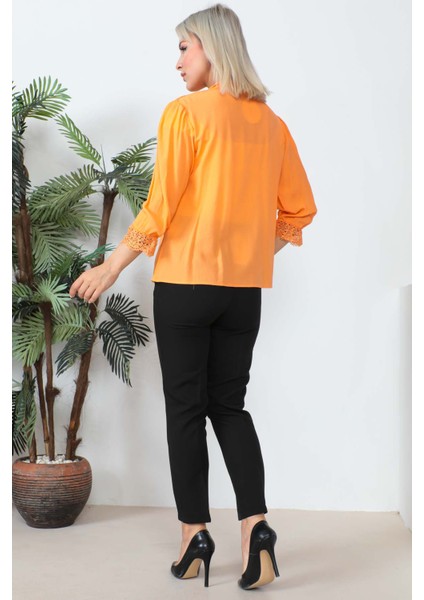 Orange Ön Bağlamalı Bluz