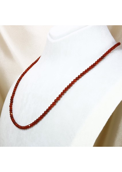 Kırmızı Akik Kadın Kolye 3 mm | Minimalist Kolye