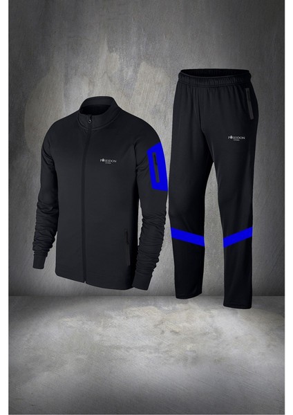 Erkek Siyah Supra Penye Fermuarlı Tasarım Eşofman Takımı S 3xl