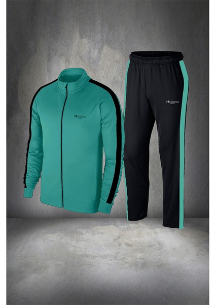 Erkek Su Yeşili Supra Penye Eşofman Yürüyüş Antrenman Fitness Eşofman Seti S 3xl