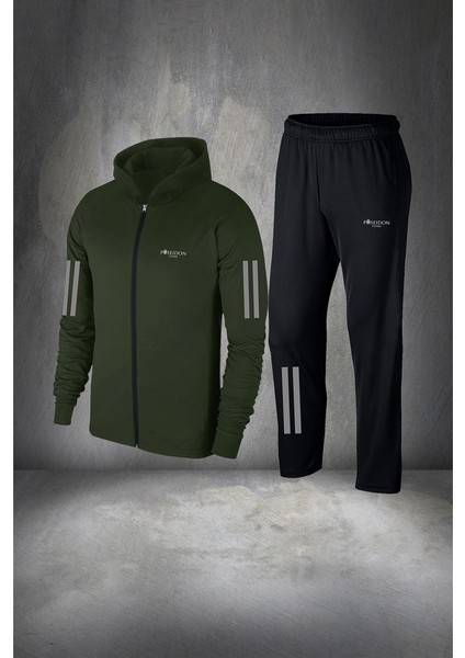 Erkek Haki Supra Penye Cepli Rahat Koşu ve Eşofman Yürüyüş Için Spor Seti S 3xl