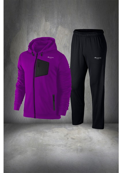 Erkek Mor Supra Penye Rahat Regular Fit Kapüşonlu Eşofman Yürüyüş Takımı S 3xl fiyatları
