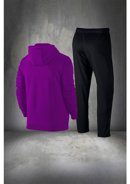 Erkek Mor Supra Penye Rahat Regular Fit Kapüşonlu Eşofman Yürüyüş Takımı S 3xl fırsatları