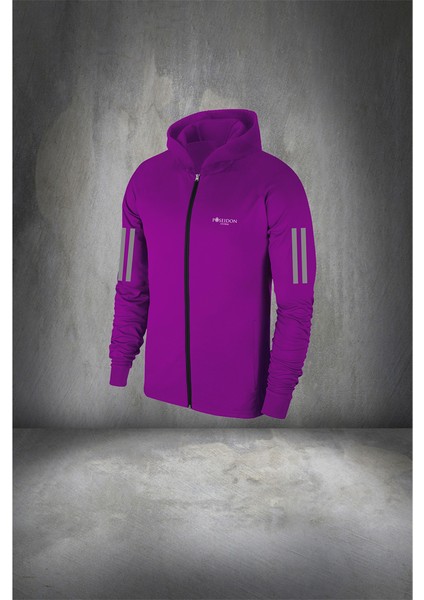 Erkek Mor Supra Penye Koşu ve Eşofman Yürüyüş Için Kapüşonlu Spor Seti 4XL 10XL