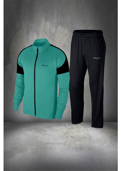 Erkek Su Yeşili Supra Penye Rahat Koşu Takımı S 3xl