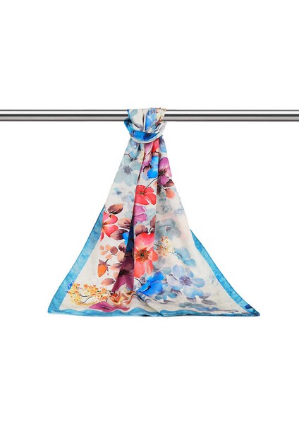 Turkuaz Floral İpeksi Fular modelleri