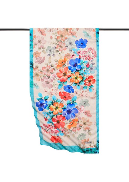 Yeşil Floral İpeksi Fular