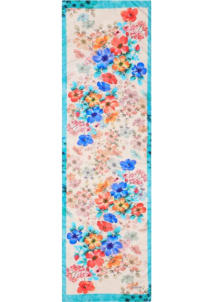 Yeşil Floral İpeksi Fular