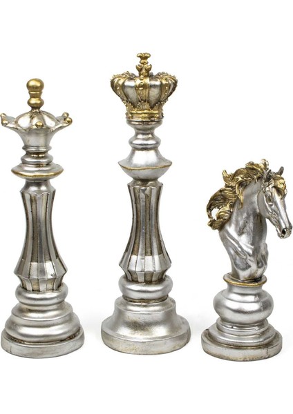 Vezir Şah At Satranç Taşları Gümüş