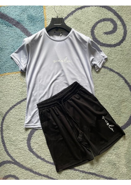 Kappa Kumaş El Yazısı Baskılı Erkek Spor Şort Tshirt Eşofman Takımı