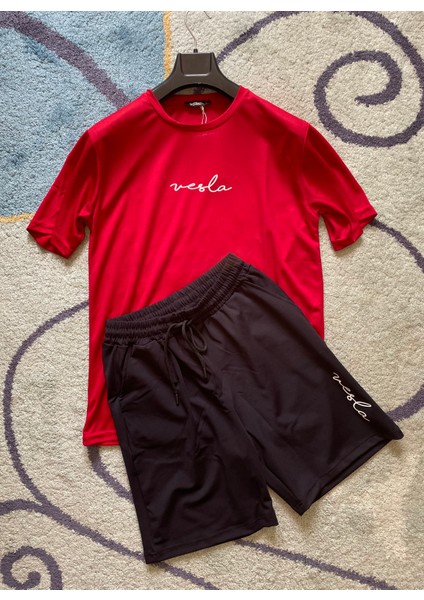 Kappa Kumaş El Yazısı Baskılı Erkek Spor Şort Tshirt Eşofman Takımı