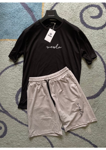 Kappa Kumaş El Yazısı Baskılı Erkek Spor Şort Tshirt Eşofman Takımı
