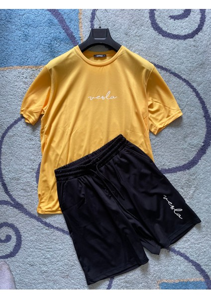 Kappa Kumaş El Yazısı Baskılı Erkek Spor Şort Tshirt Eşofman Takımı