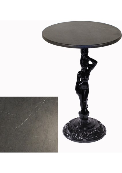 Bistro Döküm Masa (Çipa Angel Werzalit Yuvarlak Q 60CM) - Grey Marble