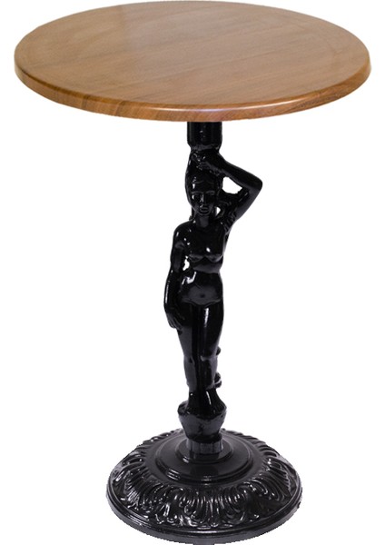 Bistro Döküm Masa (Çipa Angel Werzalit Yuvarlak Q 70CM) - Koyu Ahşap