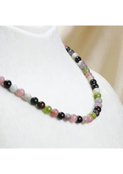 Turmalin Taşı Kolye 6 mm | Multicolor Kolye