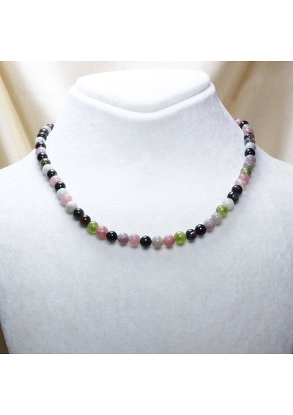 Turmalin Taşı Kolye 6 mm | Multicolor Kolye