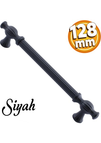 Kesir Mobilya Mutfak Dolabı Çekmece Dolap Kapak Kulpu Kulbu Siyah 128 mm Metal Kulp