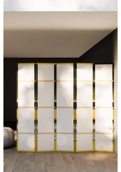 Doğal Ahşap Sarı Araba Tek Taraf Baskılı 5 Kanat Paravan Seperatör Oda Bölme modelleri