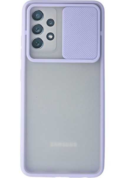 Samsung Galaxy A52 Kılıf Palm Buzlu Kamera Sürgülü Silikon - Lila 300099