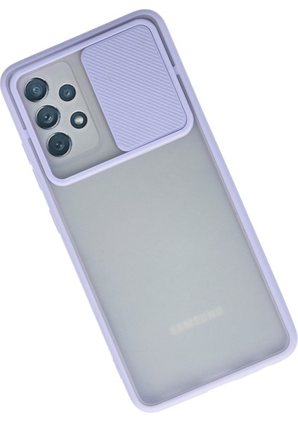 Samsung Galaxy A52 Kılıf Palm Buzlu Kamera Sürgülü Silikon - Lila 300099