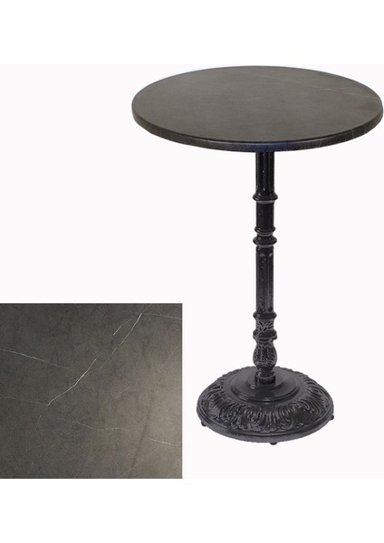 Bistro Döküm Masa (ÇIPA-6075 Werzalit Yuvarlak Q 60CM) - Grey Marble